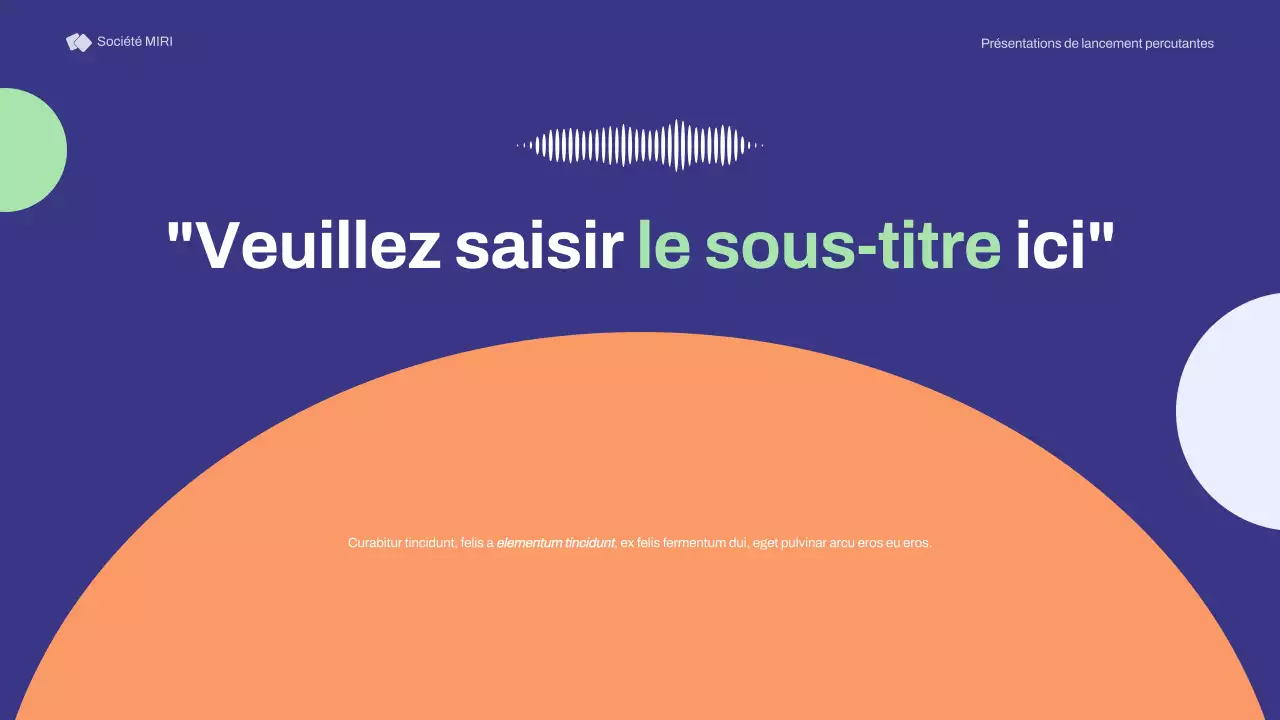 Présentation des réunions de lancement de base Purple Orange