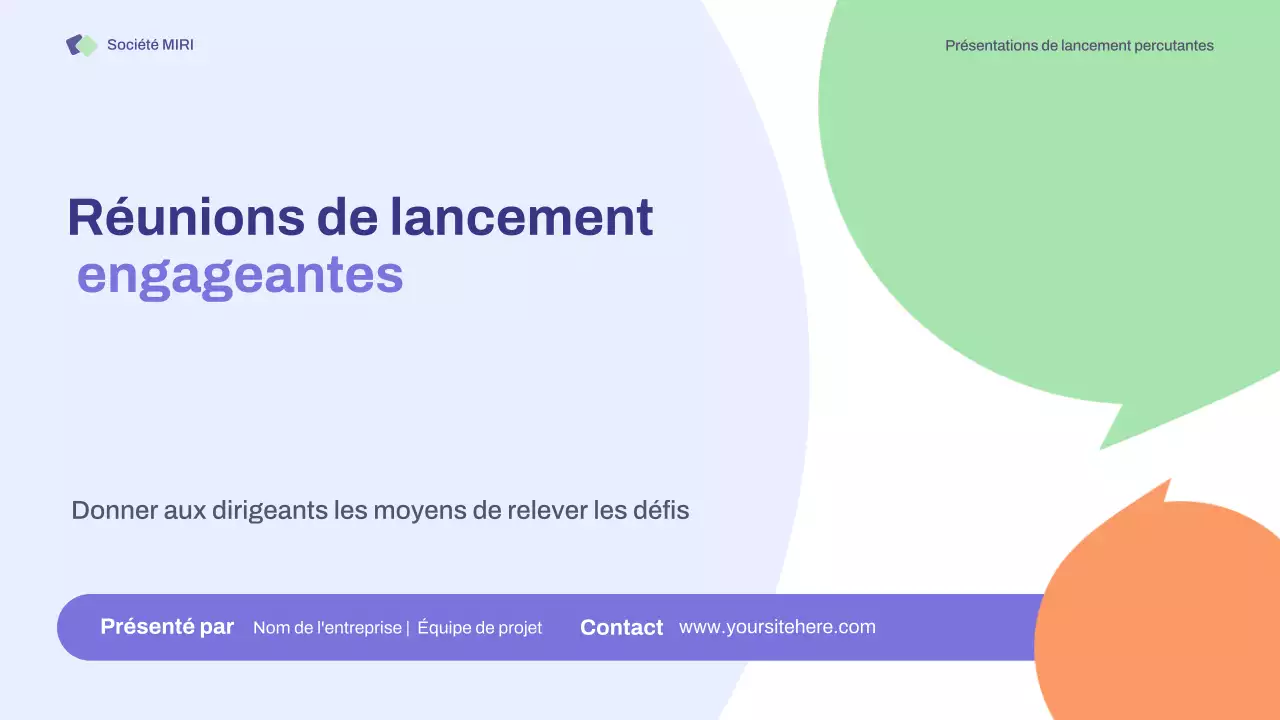 Présentation des réunions de lancement de base Purple Orange