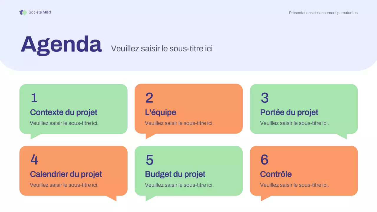 Présentation des réunions de lancement de base Purple Orange