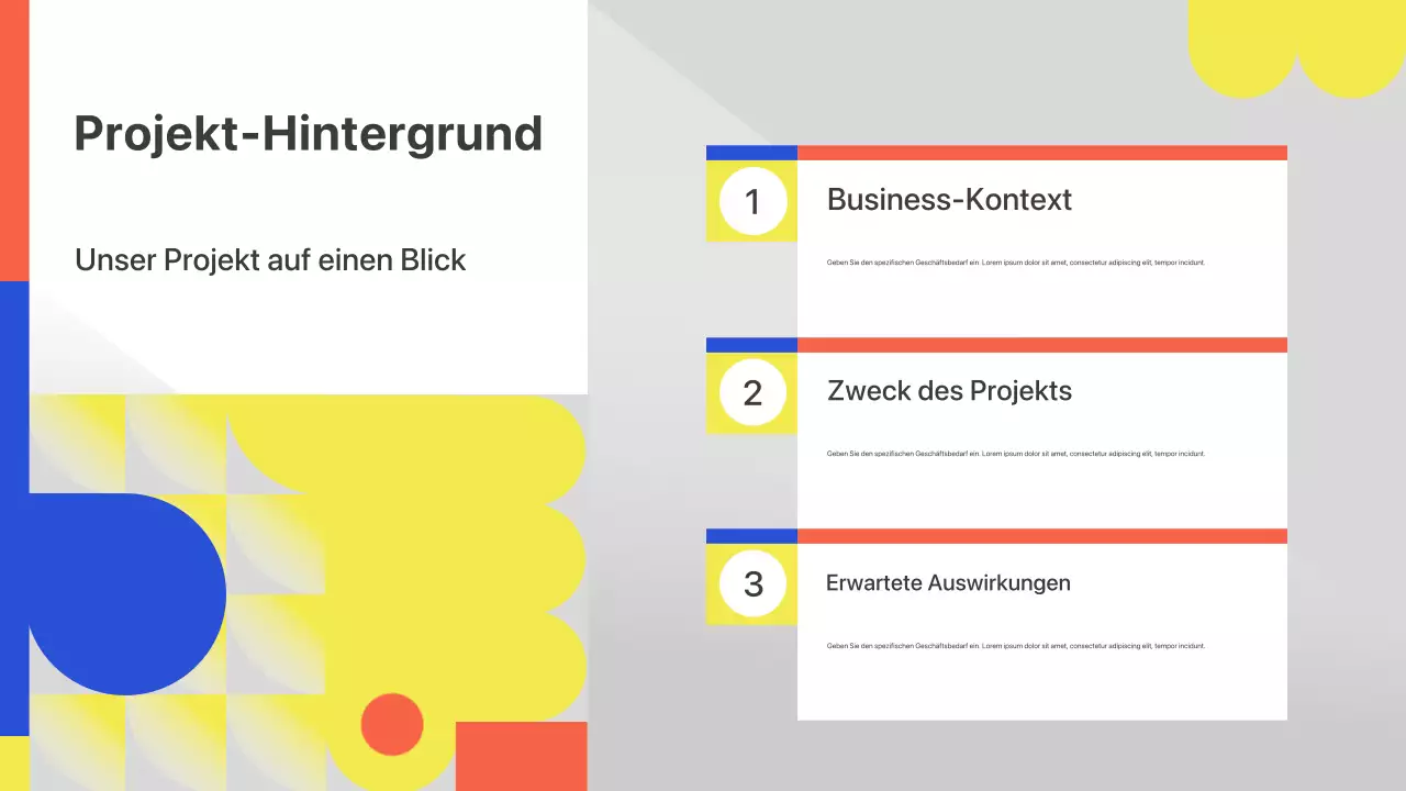 Farbenfroher geometrischer Pitch zum Kick-Off-Meeting Präsentation
