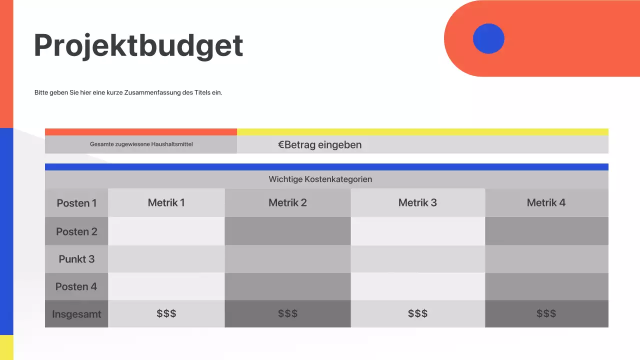 Farbenfroher geometrischer Pitch zum Kick-Off-Meeting Präsentation
