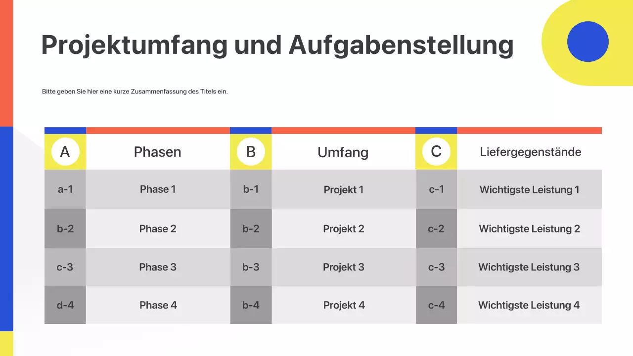 Farbenfroher geometrischer Pitch zum Kick-Off-Meeting Präsentation