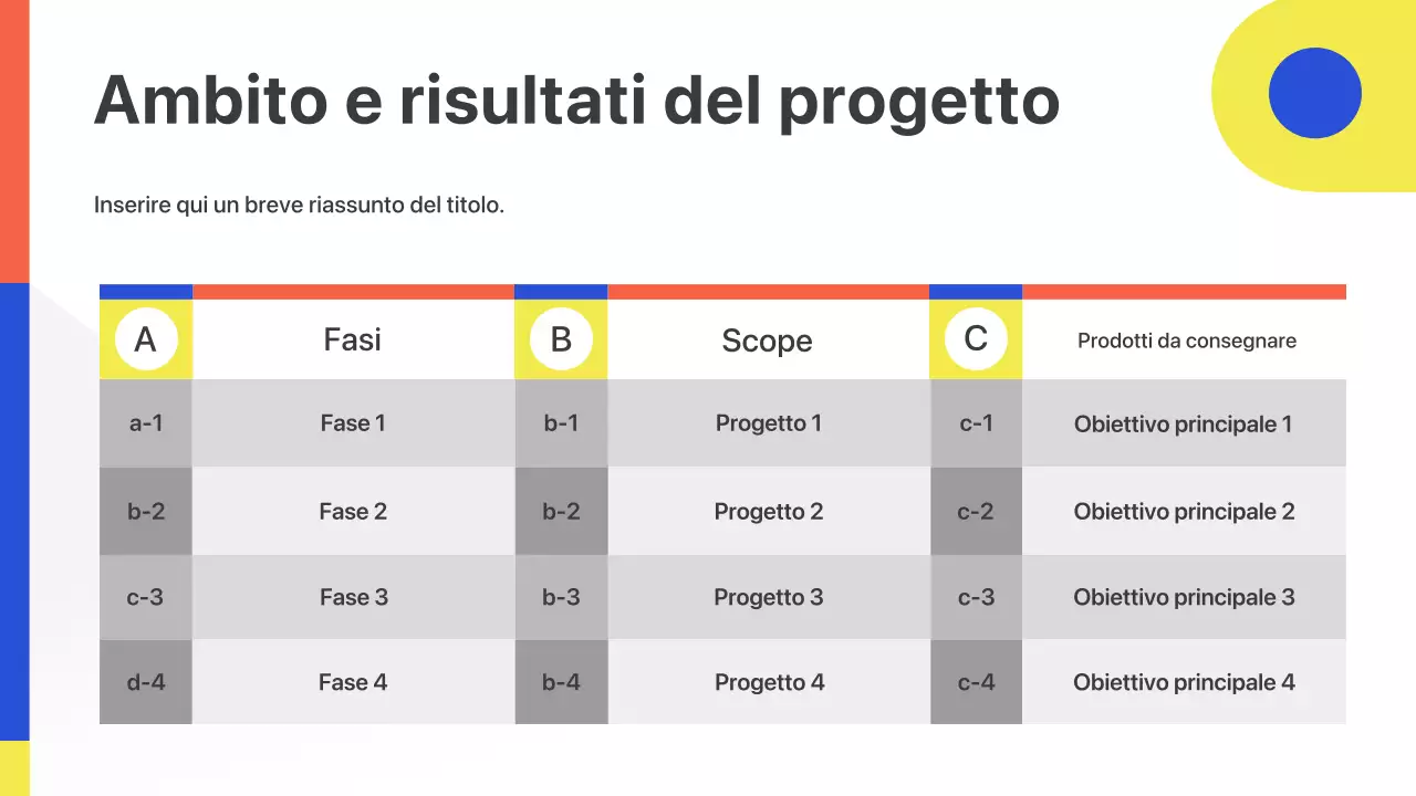 Presentazione del pitch per la riunione di inizio attività geometrica colorata