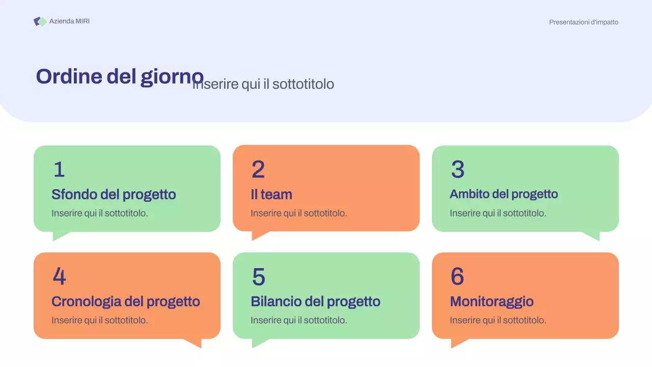 Presentazione delle riunioni di avvio di base viola-arancione