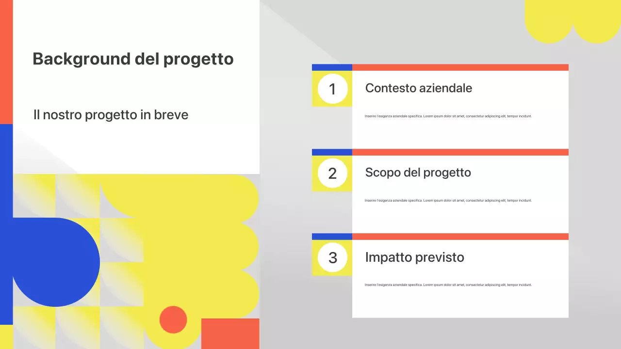 Presentazione del pitch per la riunione di inizio attività geometrica colorata