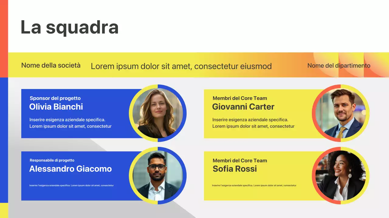 Presentazione del pitch per la riunione di inizio attività geometrica colorata