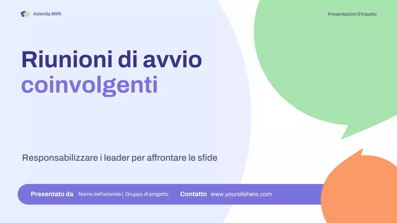 Presentazione delle riunioni di avvio di base viola-arancione