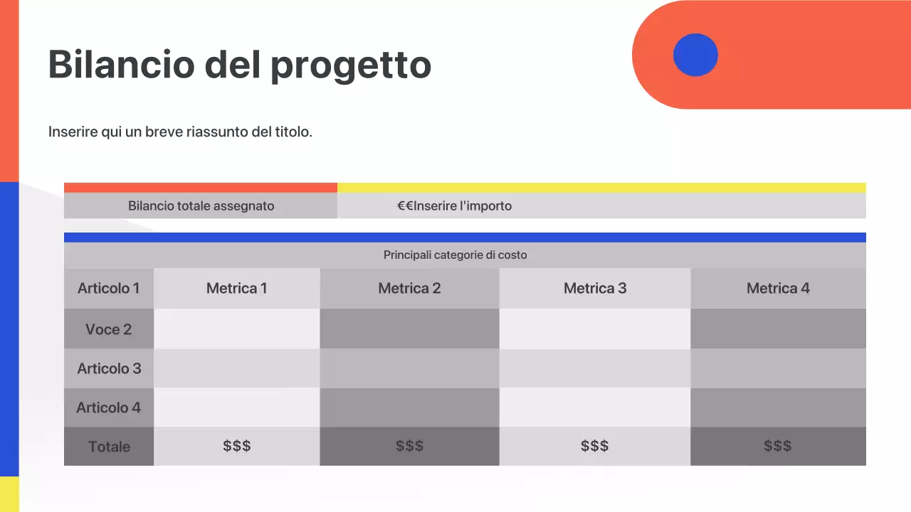Presentazione del pitch per la riunione di inizio attività geometrica colorata