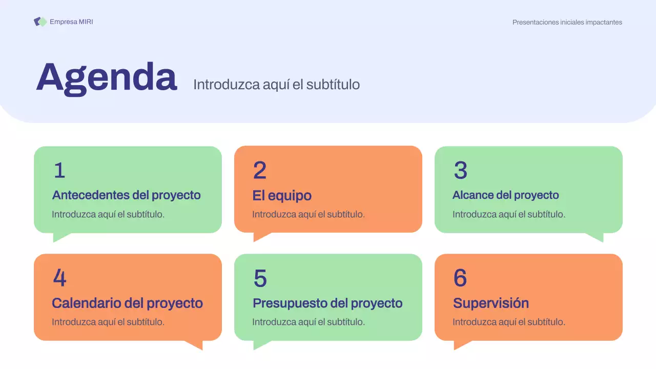 Presentación de las reuniones de inicio básicas de color naranja y morado