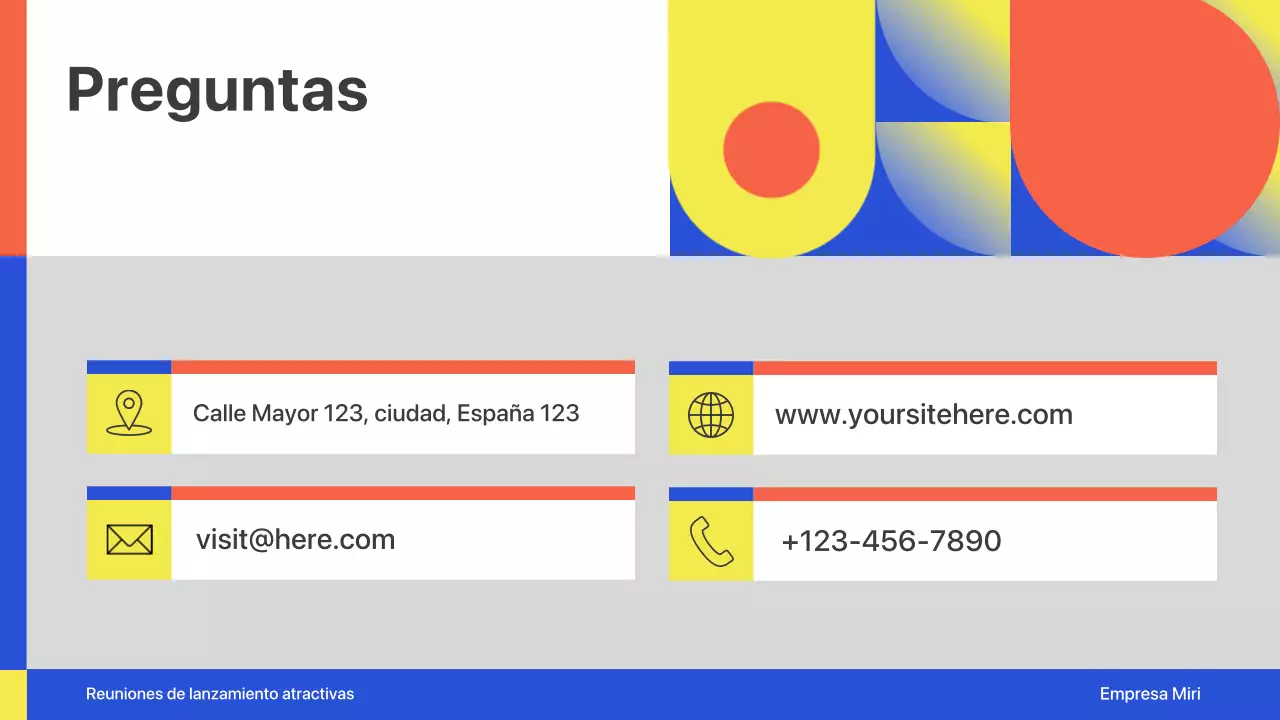 Presentación de lanzamiento de reunión empresarial geométrica colorida