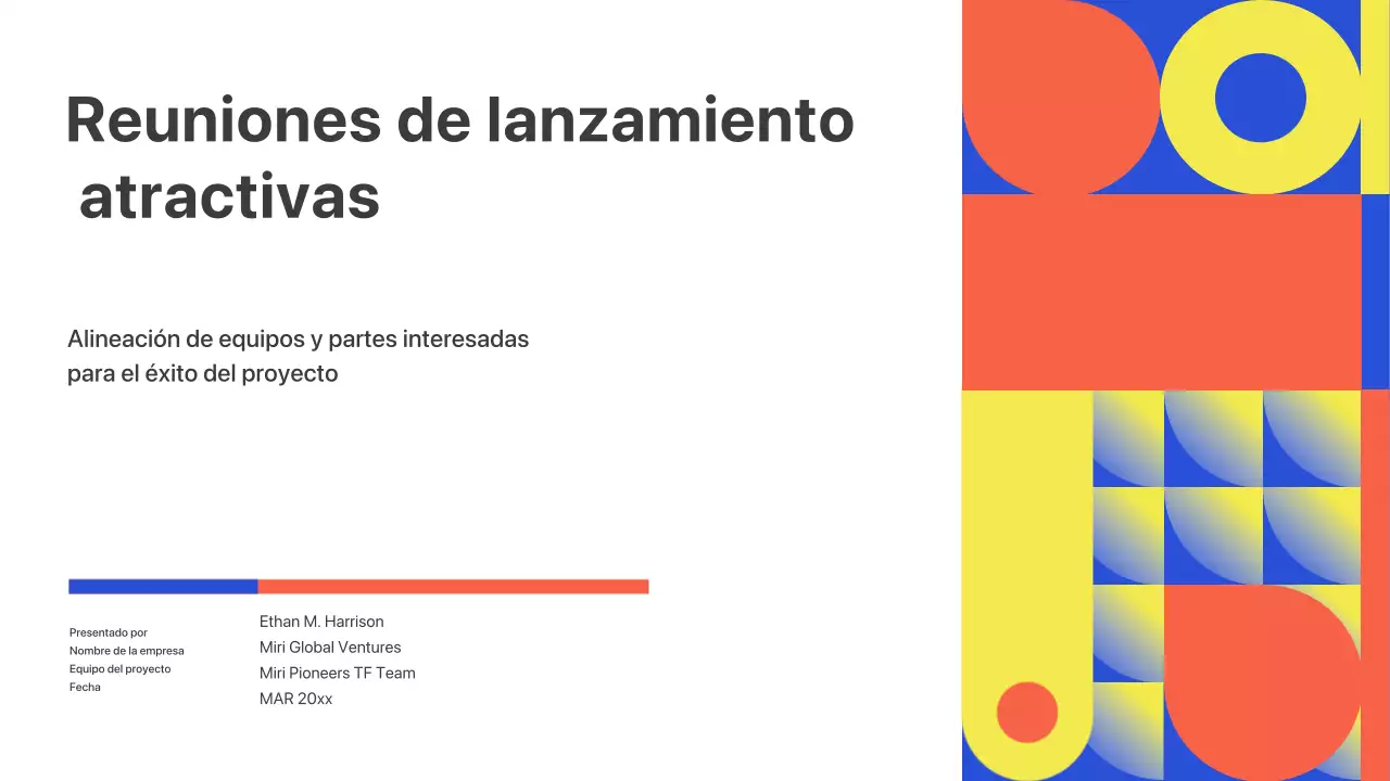 Presentación de lanzamiento de reunión empresarial geométrica colorida