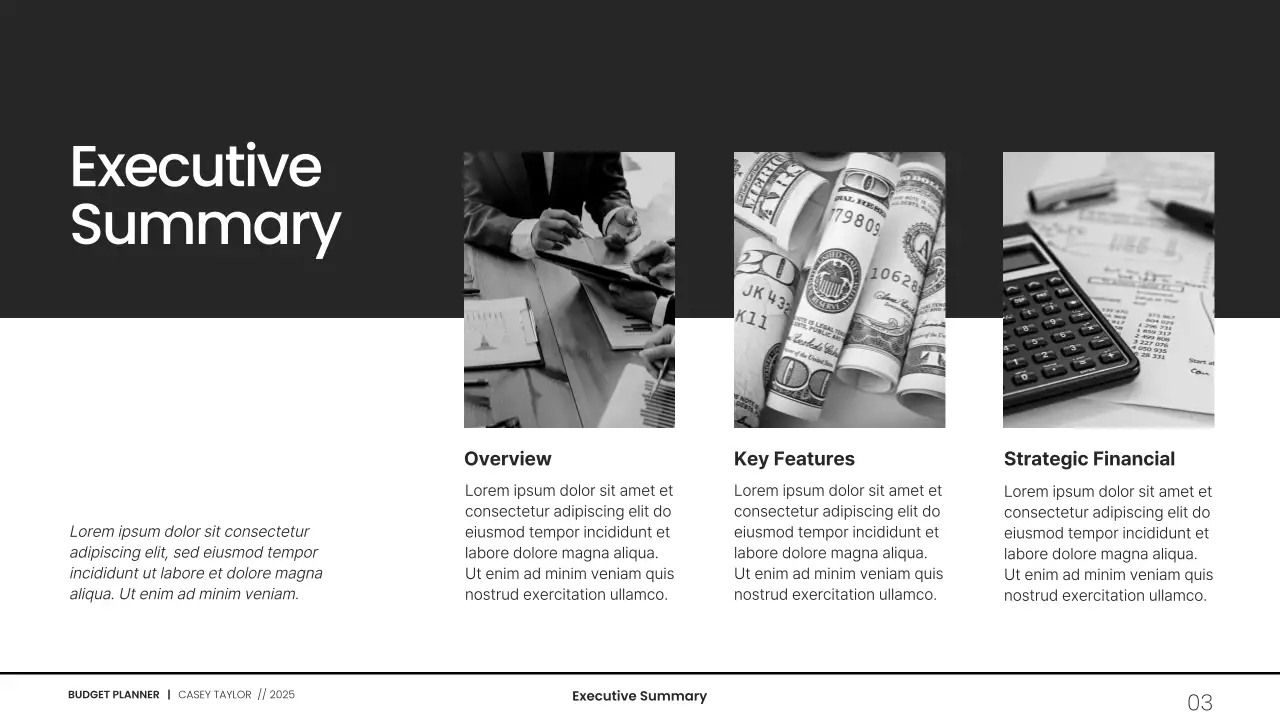Minimalist Grayscale Budget Planning Presentation