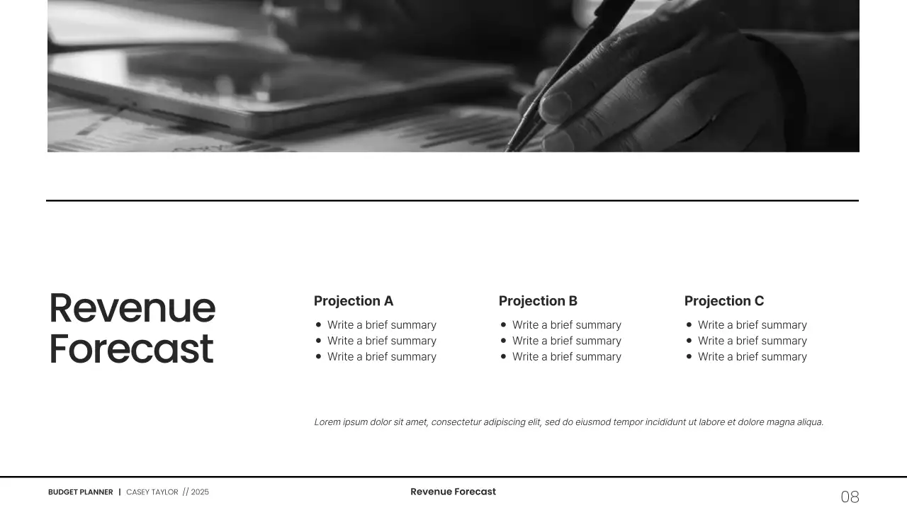 Minimalist Grayscale Budget Planning Presentation