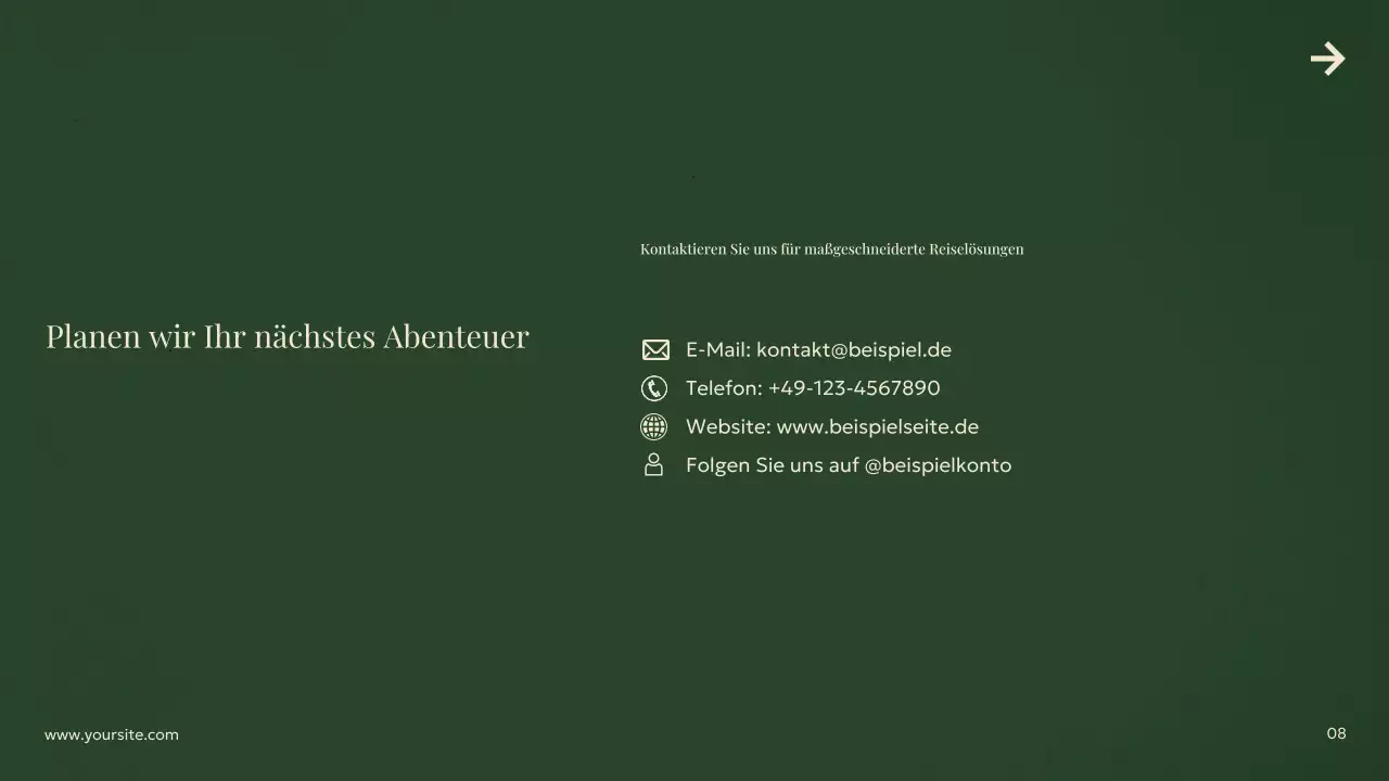 grüne moderne Reisewerbung