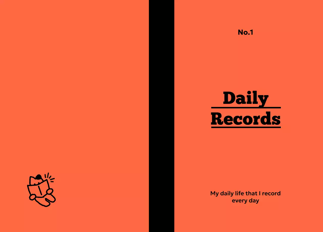 주황 심플 일기 문구
