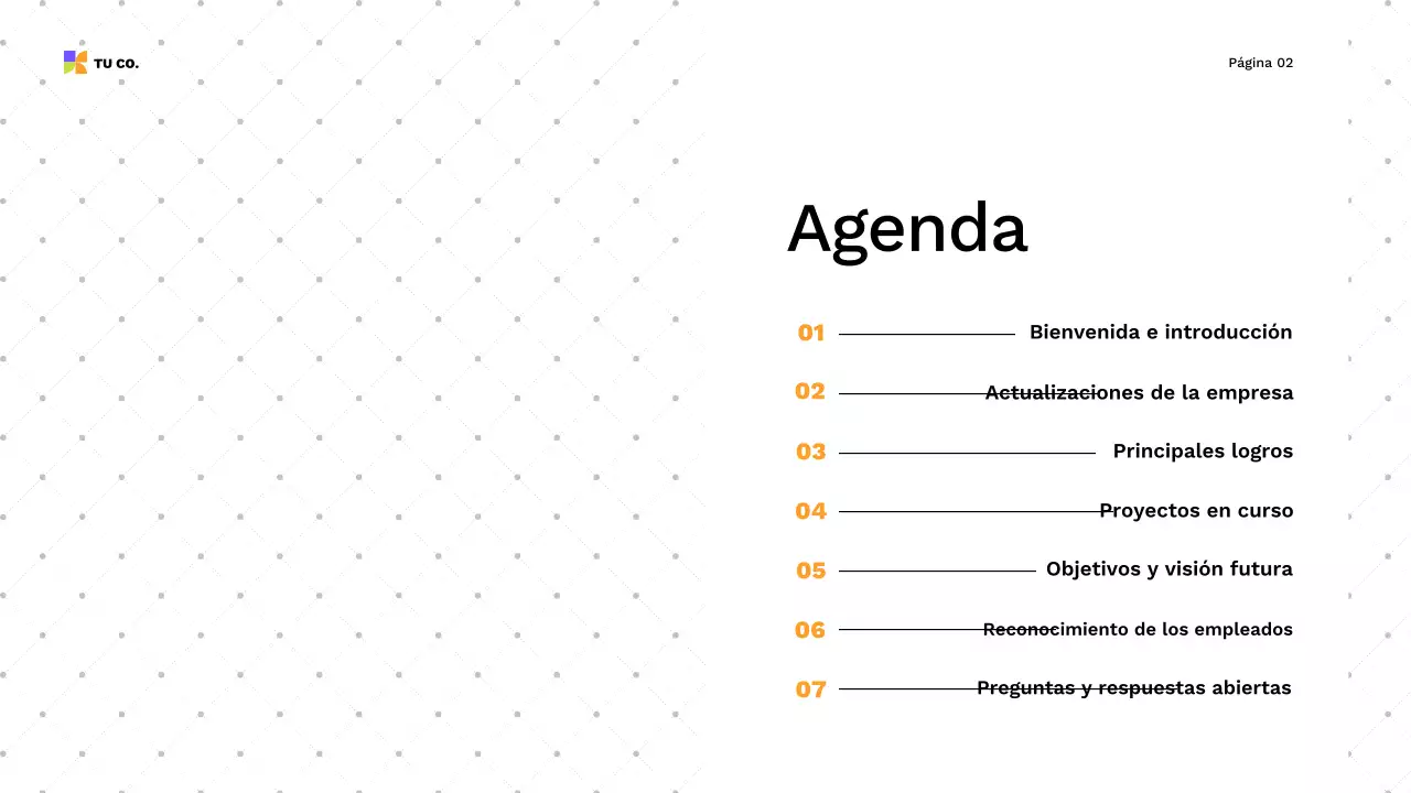 Guía de presentación moderna y colorida