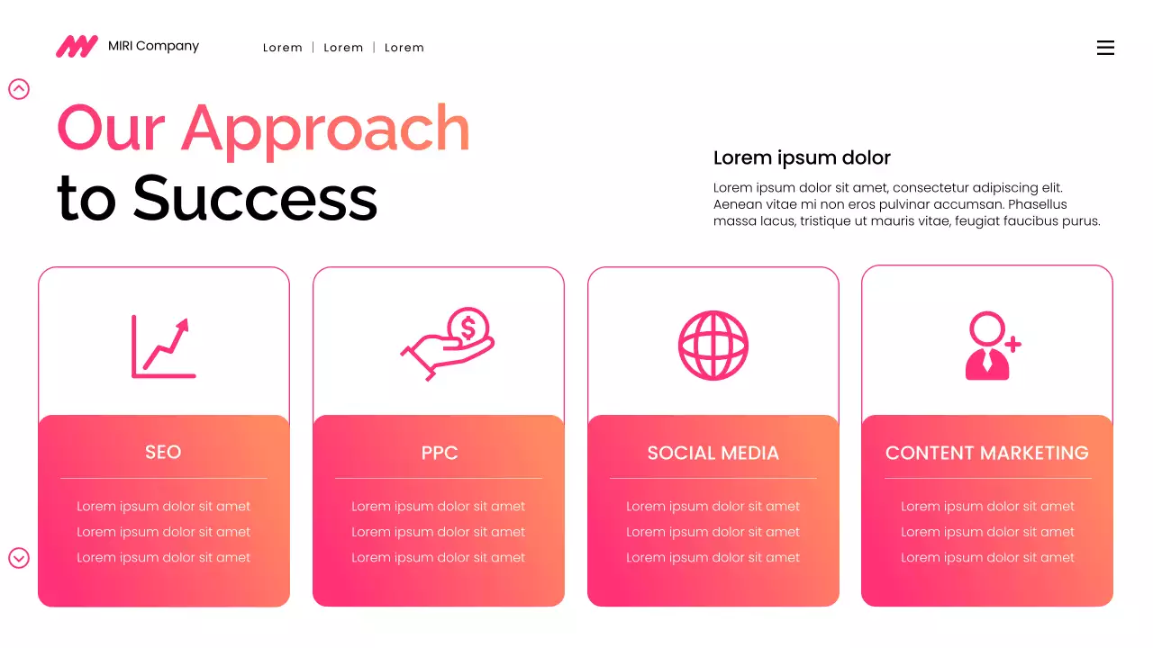 Bài thuyết trình tiếp thị kỹ thuật số hiện đại với hiệu ứng chuyển màu hồng và cam