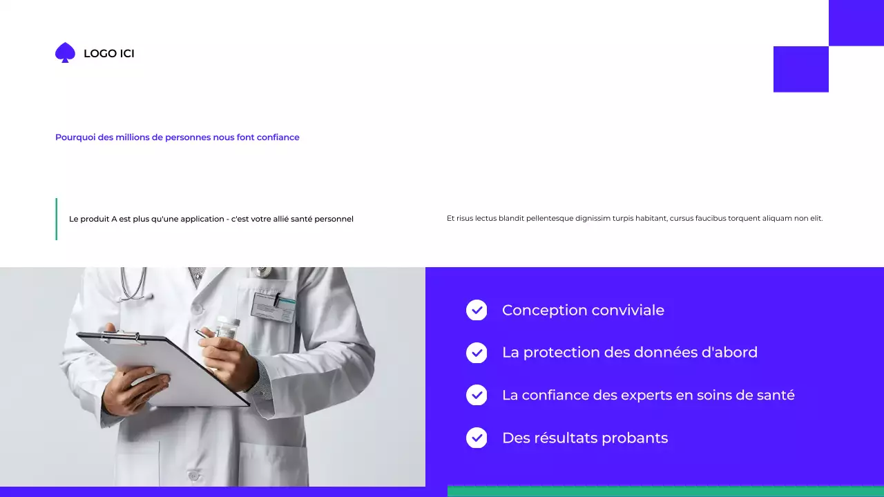 présentation de la santé moderne bleue