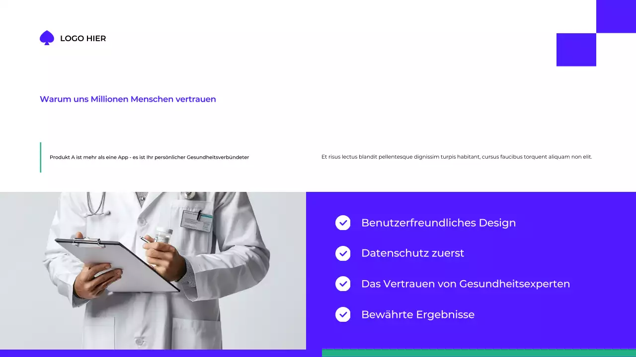 blaue moderne gesundheitspräsentation