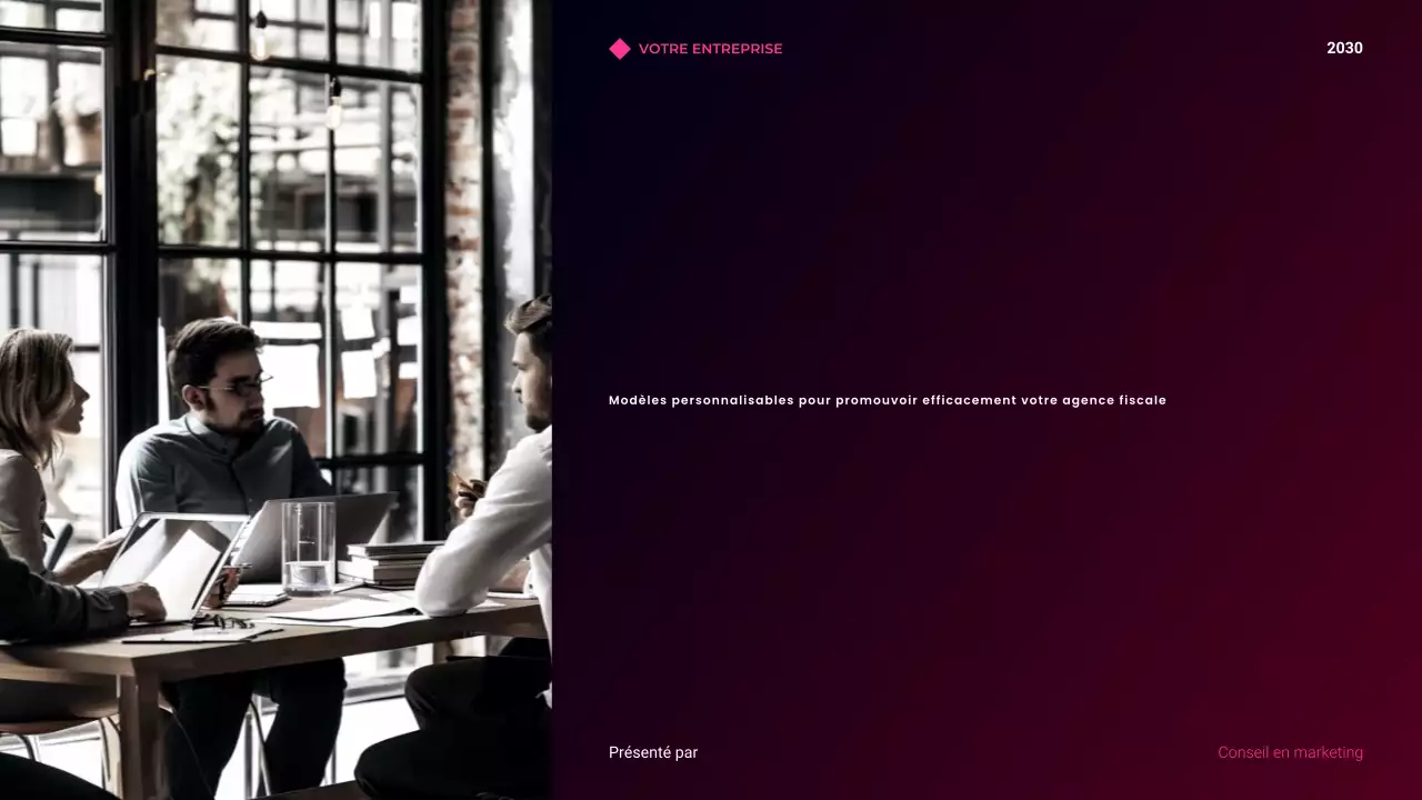 Présentation d'agence de conseil minimaliste moderne avec dégradé sombre