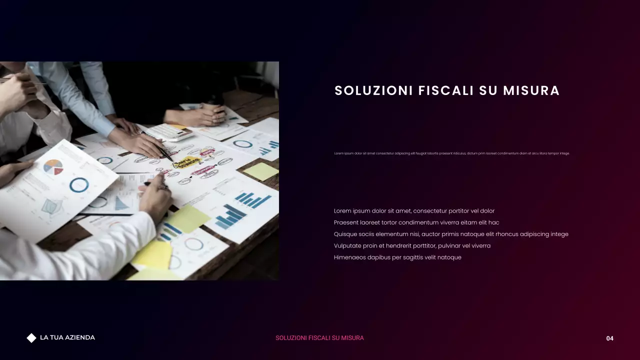 Presentazione dell'agenzia di consulenza minimalista moderna con gradiente scuro