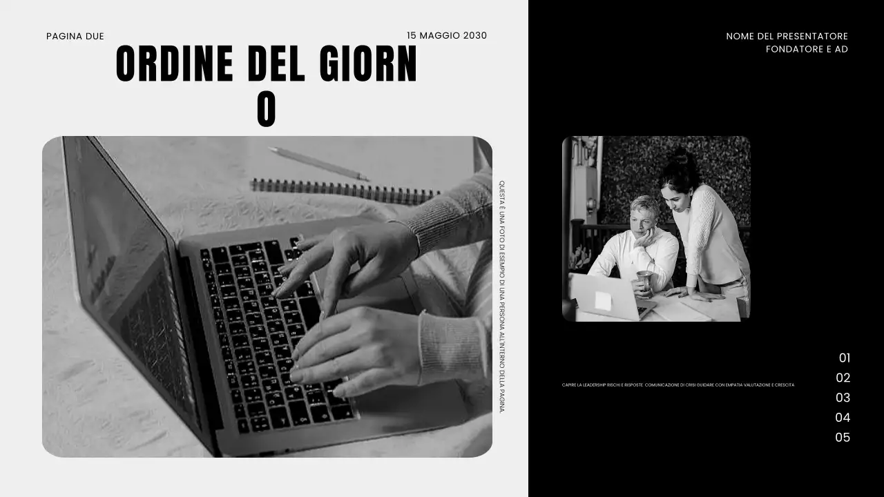 Presentazione del webinar aziendale