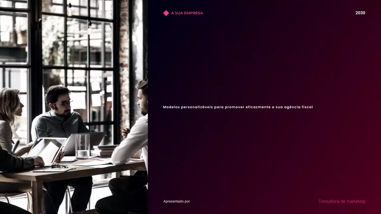 Apresentação da agência de consultoria minimalista moderna e gradiente escuro