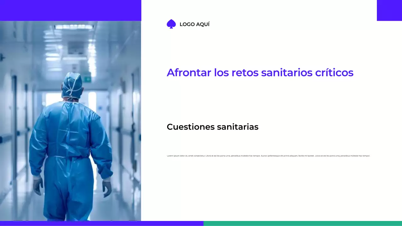 Presentación de salud moderna en color azul