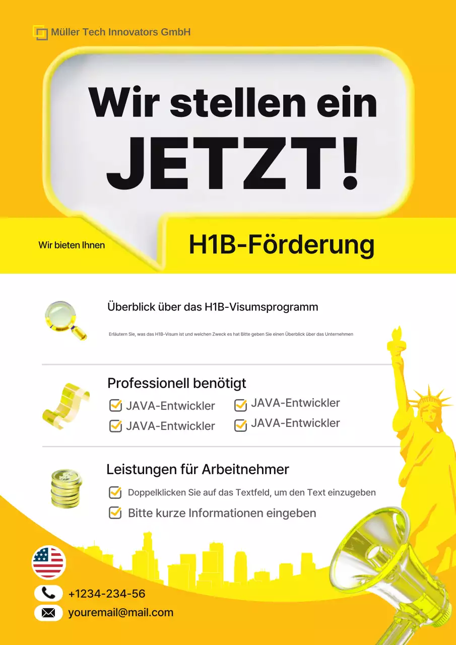 Yellow Simple H1B-Sponsoring- und Einstellungsankündigung