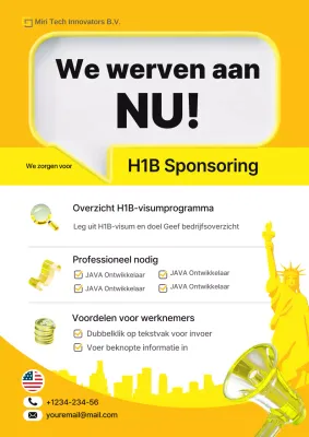 Gele eenvoudige H1B-sponsoring en wervingsaankondiging