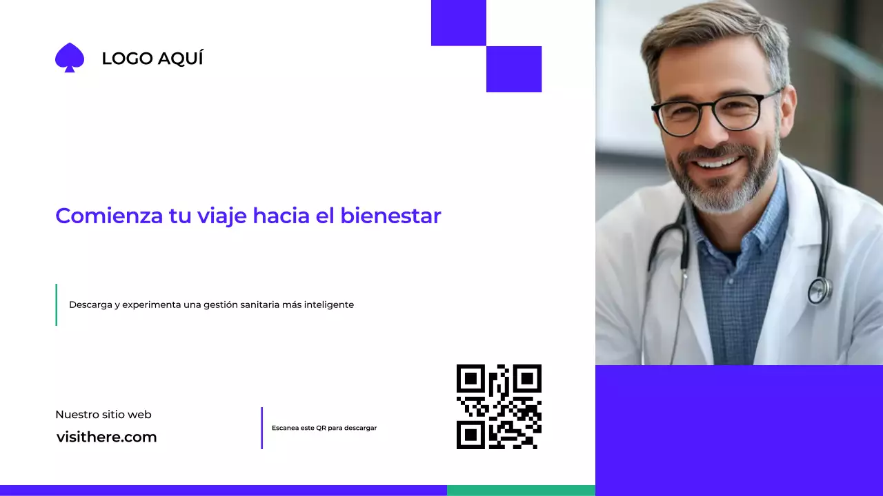 Presentación de salud moderna en color azul