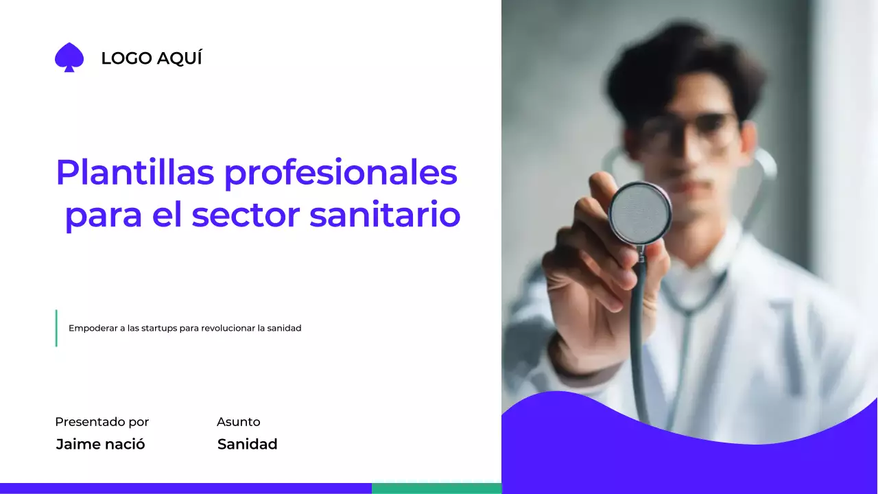 Presentación de salud moderna en color azul