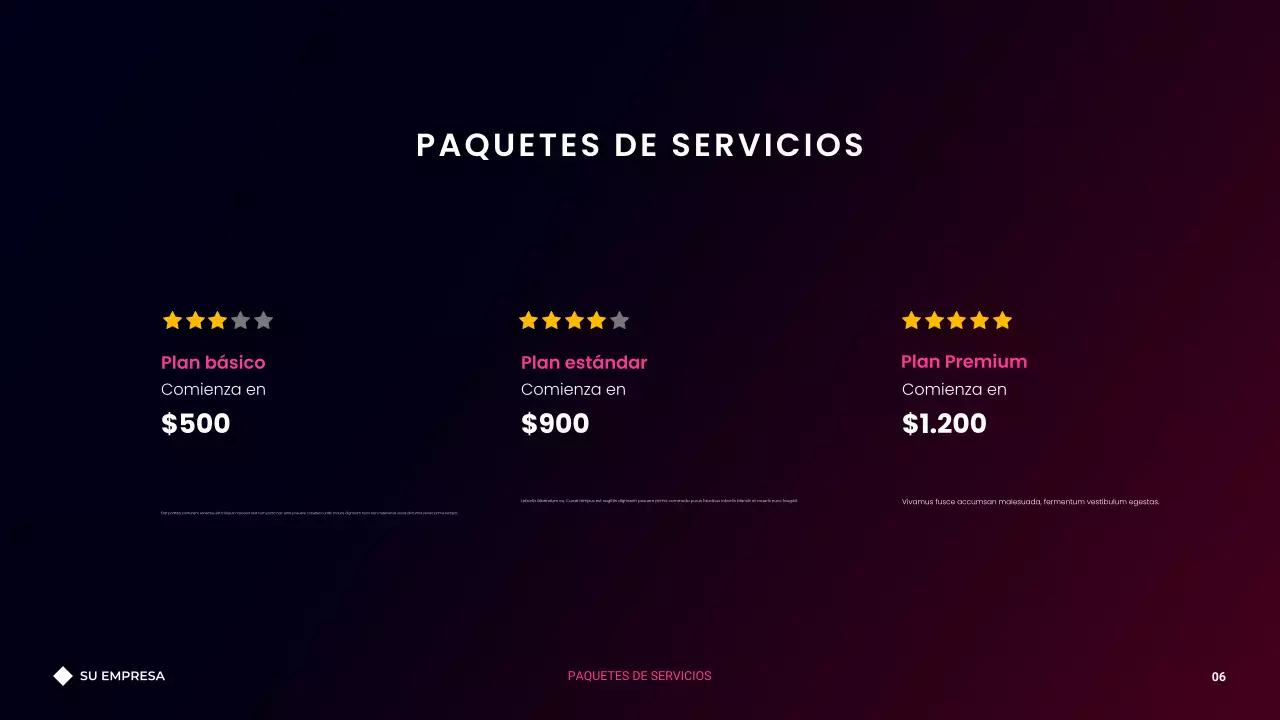 Presentación de agencia de consultoría con degradado oscuro moderno y minimalista