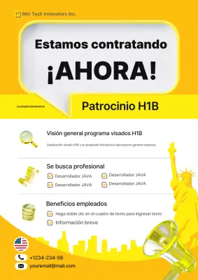 Anuncio de contratación y patrocinio de visas H1B de Yellow Simple