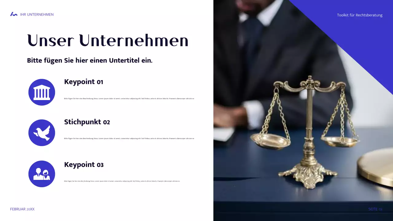 blauer moderner Rechtsleitfaden