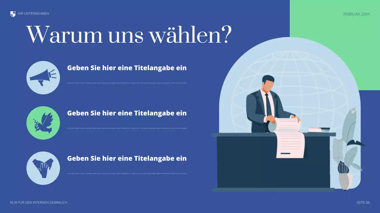 blaue professionelle juristische Präsentation