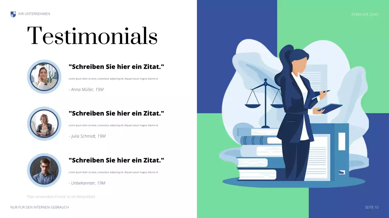 blaue professionelle juristische Präsentation