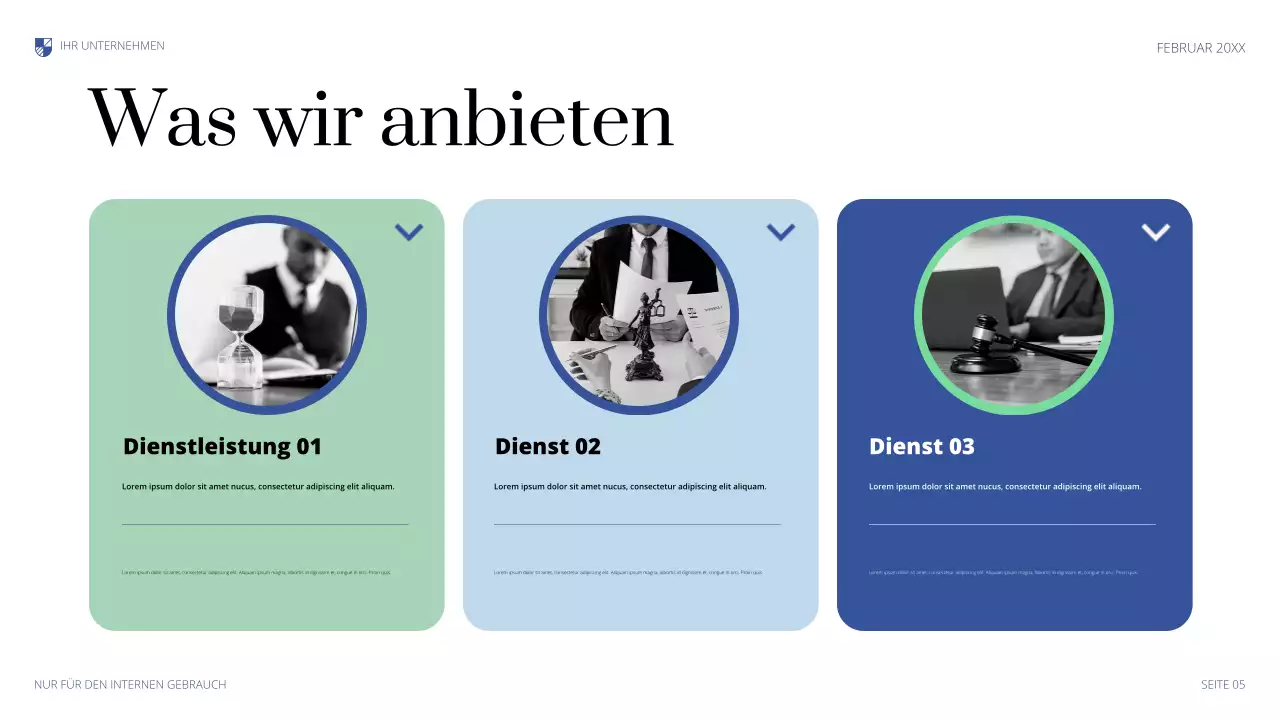 blaue professionelle juristische Präsentation