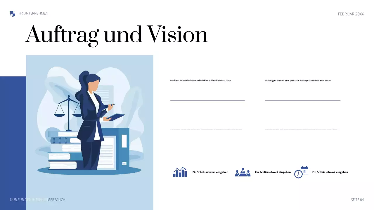 blaue professionelle juristische Präsentation