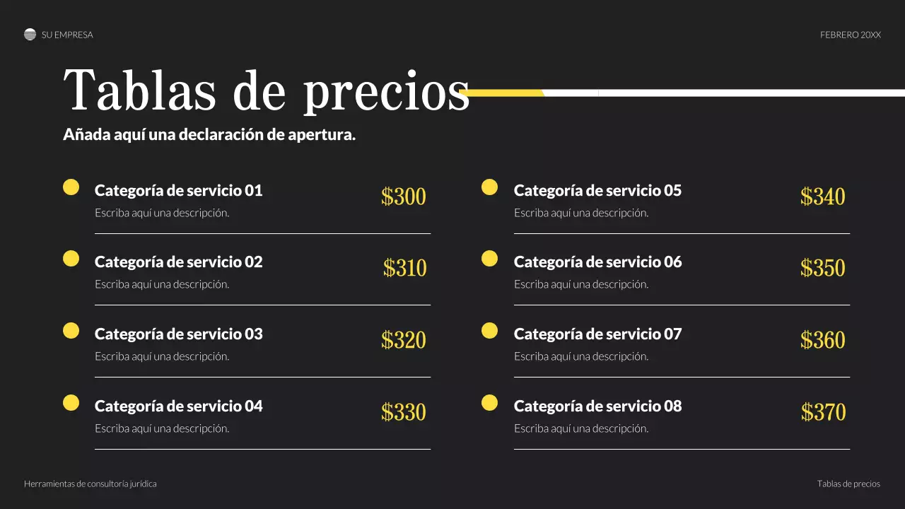 Presentación legal clásica negra