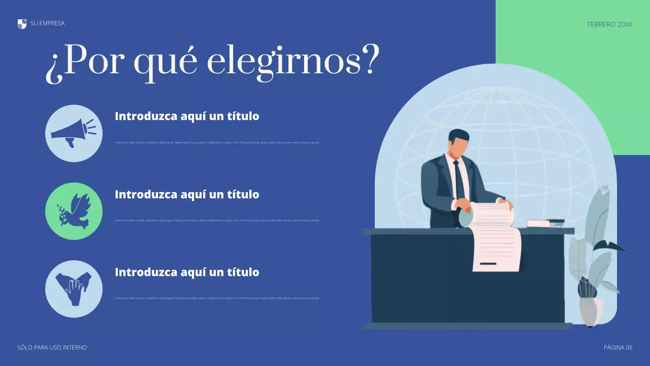 Presentación legal profesional azul