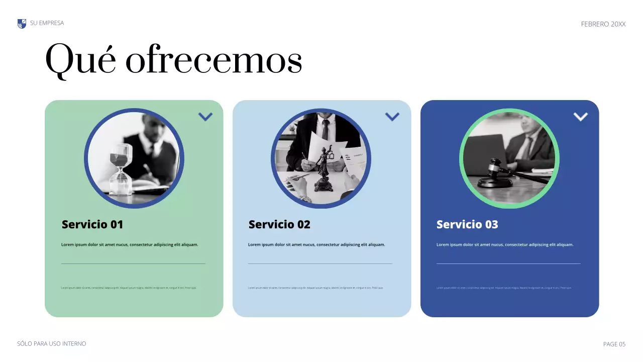 Presentación legal profesional azul