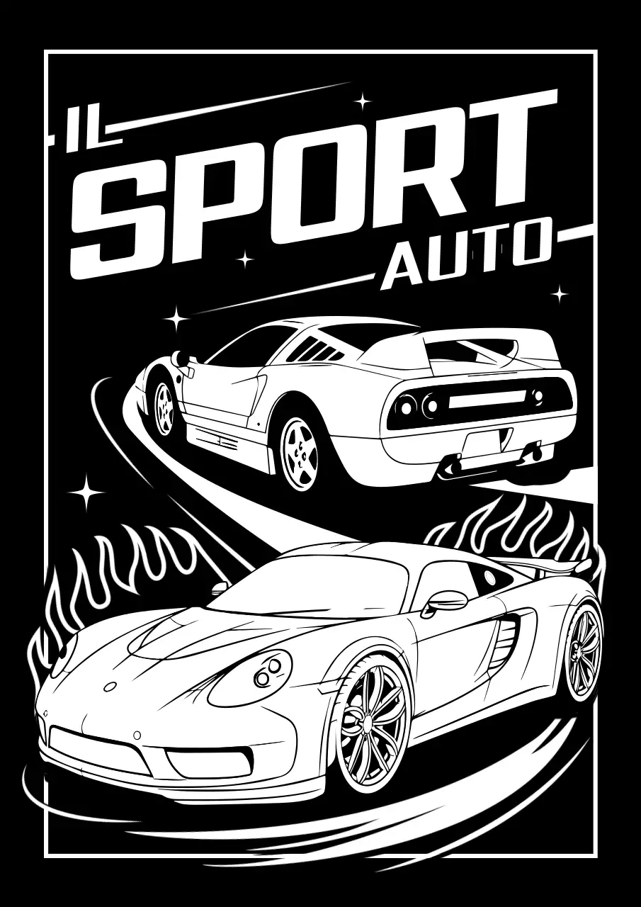 Manifesto pubblicitario di auto sportive retrò rosa