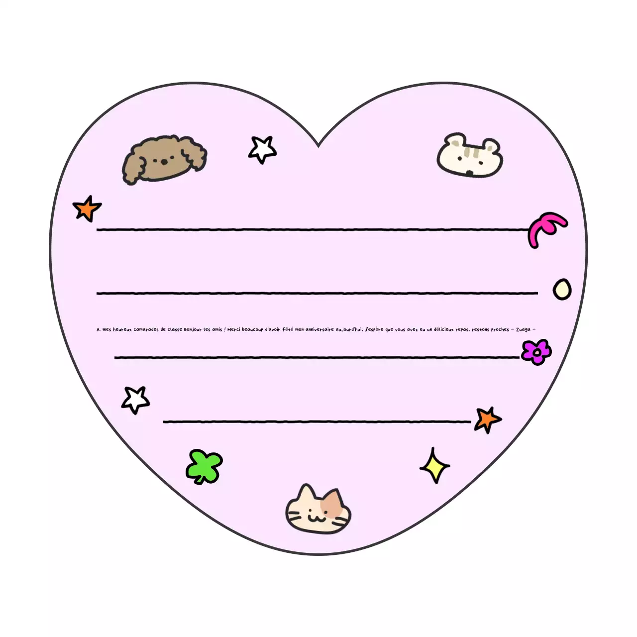 La jolie lettre d'anniversaire de Yeon Bora