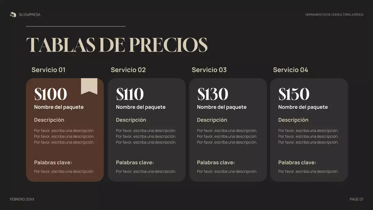 Presentación legal profesional en gris