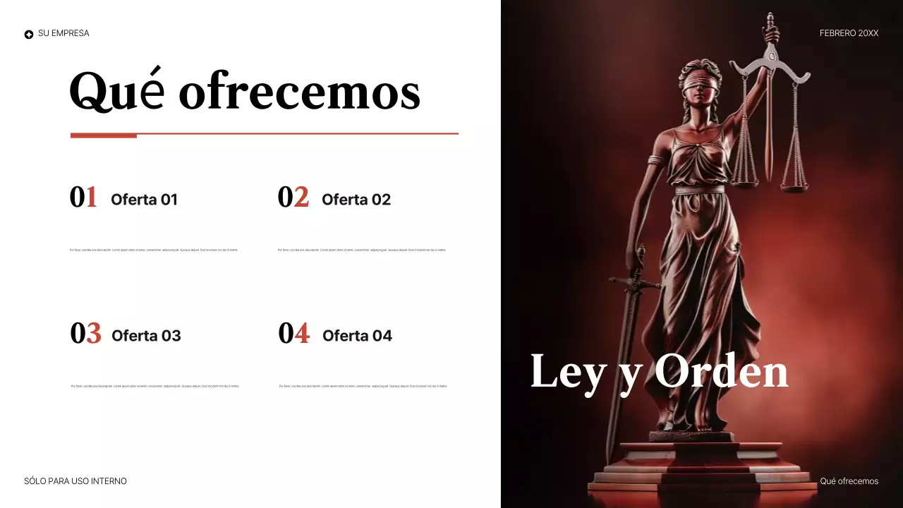 Presentación legal elegante en color rojo.