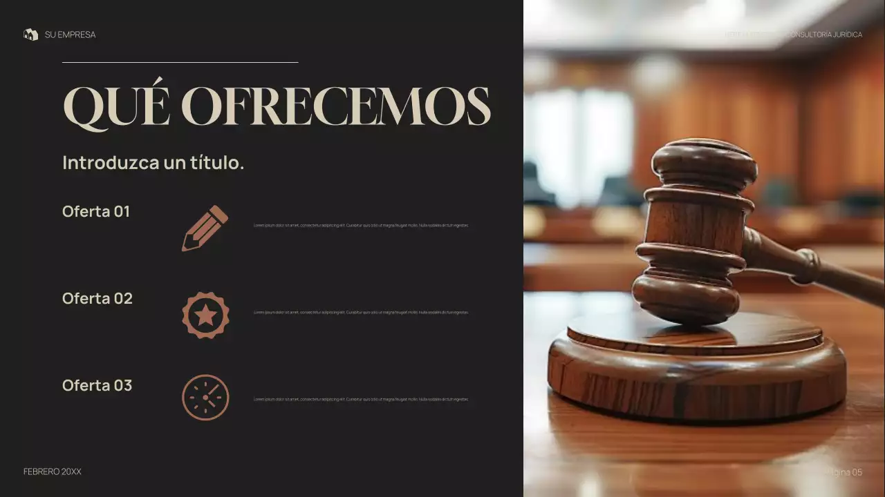 Presentación legal profesional en gris