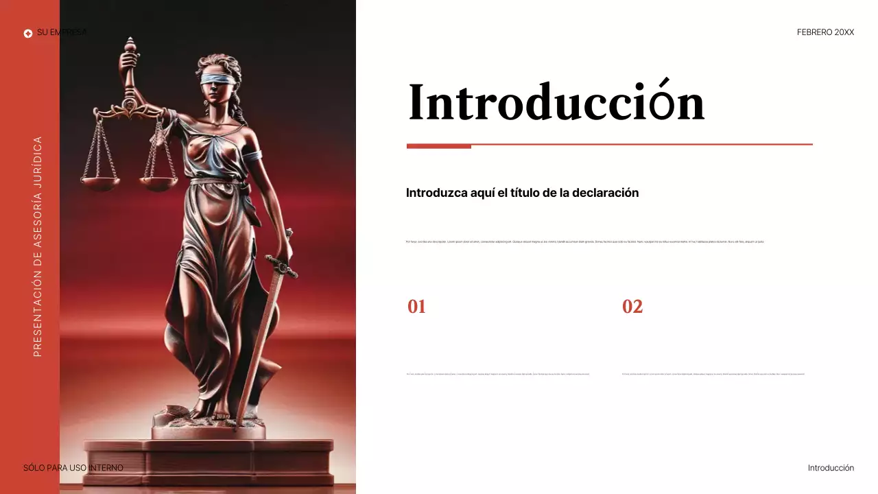 Presentación legal elegante en color rojo.