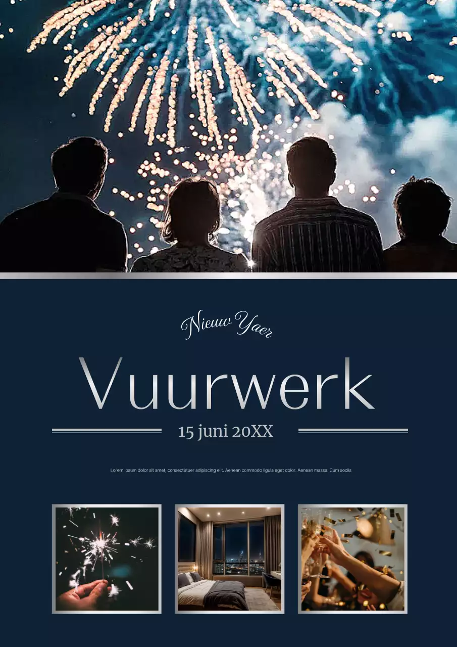 Navy Elegant Vuurwerk Evenement