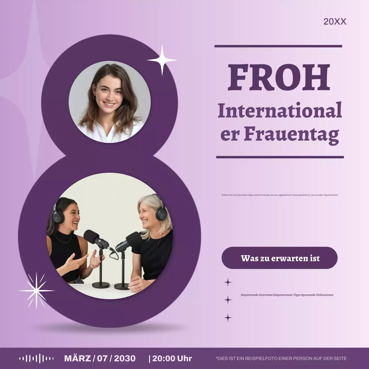Lila Modern Woman's Day Podcast Ankündigung Social Media Square